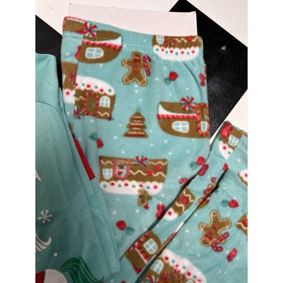 Y2K Joe Boxer Girls Pajamas Size 8 Christmas 2 Pc Set Ginger Bread Fleece Pants - Picture 4 of 6